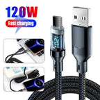 Cable de pantalla Digital USB C Dual de 120W PD Cable de carga rápida USB tipo C a tipo C para iPhone 15 Pro Max Plus Xiaomi Macbook iPad