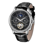 LIGE Brand Classic Mens Retro Watches Automatic Mechanical Watch Tourbillon Clock Genuine Leather Waterproof Military Wristwatch