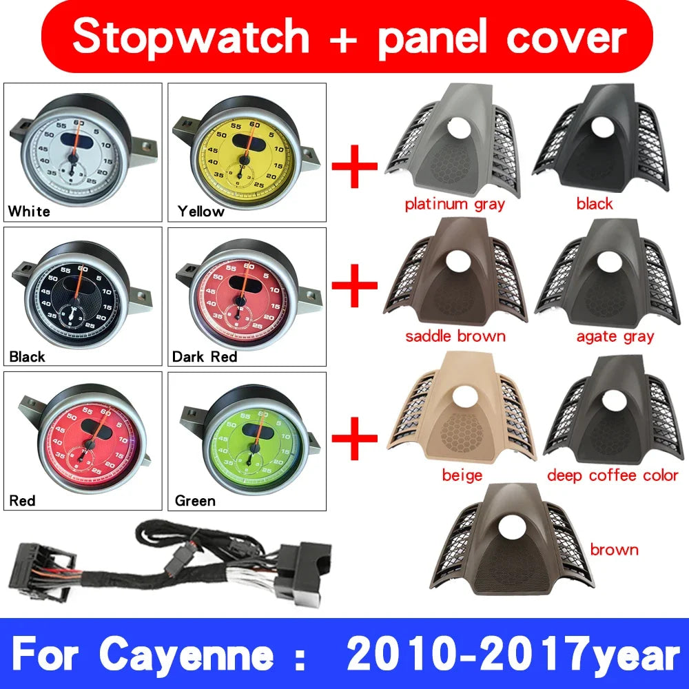Car Stopwatch Panel Cover For Porsche Cayenne 958 chrono watch Interior Center Dashboard Clock Compass Modification Accessories