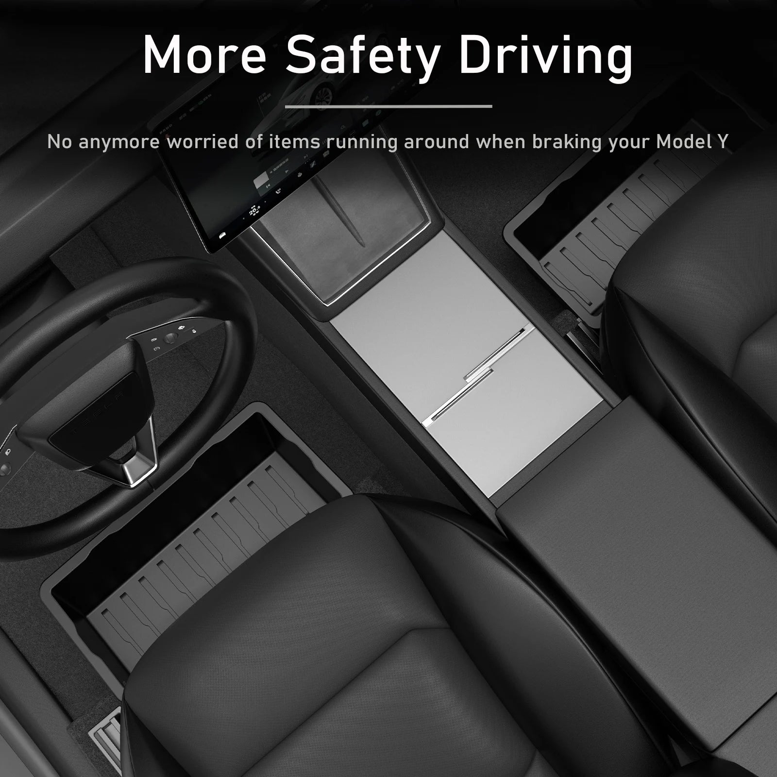 TPE Under Seat Storage Box For Tesla Model Y Juniper 2025 Center Console Organizer Bin Front Backseat Bag Trash Tray Accessories