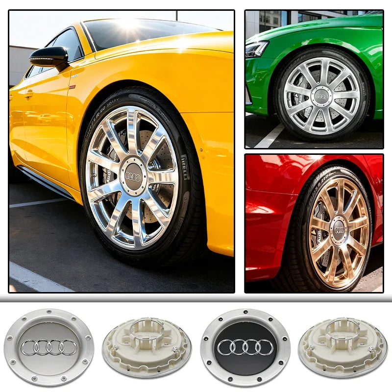 ABS 14.6CM 9 Hole Black Gray Hub Cap For Audi TT A2 A3 A8 S6 Q7 RS6 Badge Logo Hub Cap Accessories Car Large Hub Center