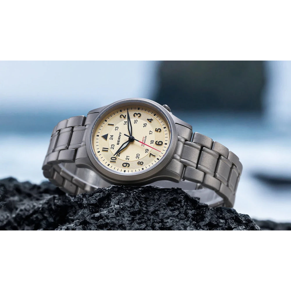 BERNY Full Titanium Watches for Men Outdoor Quartz Men's Field Wristwatch VH31 Super Luminous Sapphire Easy Read Watch