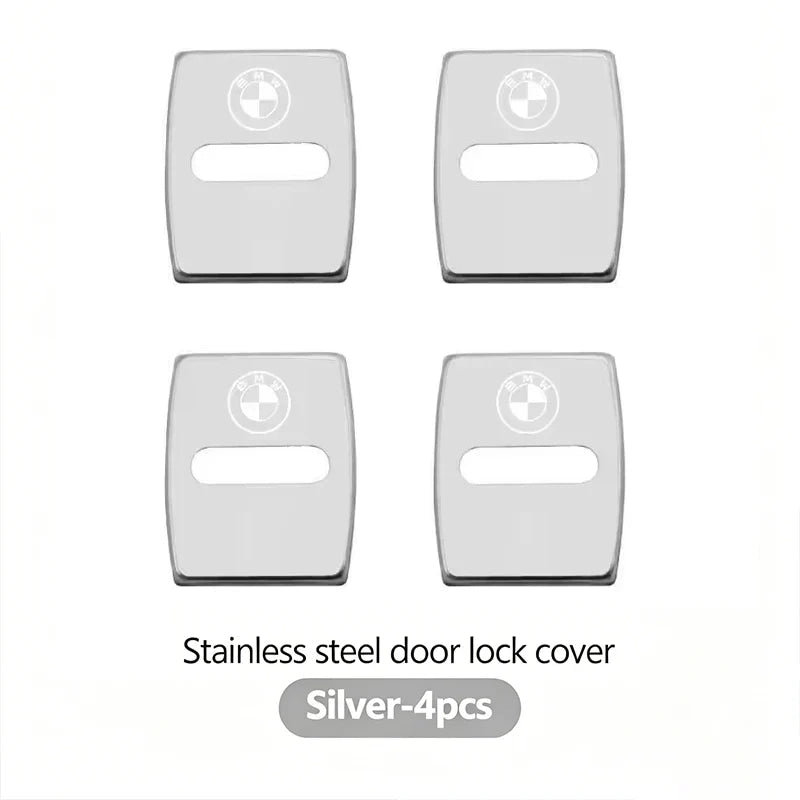 4Pcs Zinc Alloy  Car Door Lock Buckle Protection Cover Anti-Collision Shock Absorbing Cushion Stickers For BMW G80 G06 G07 G42 G