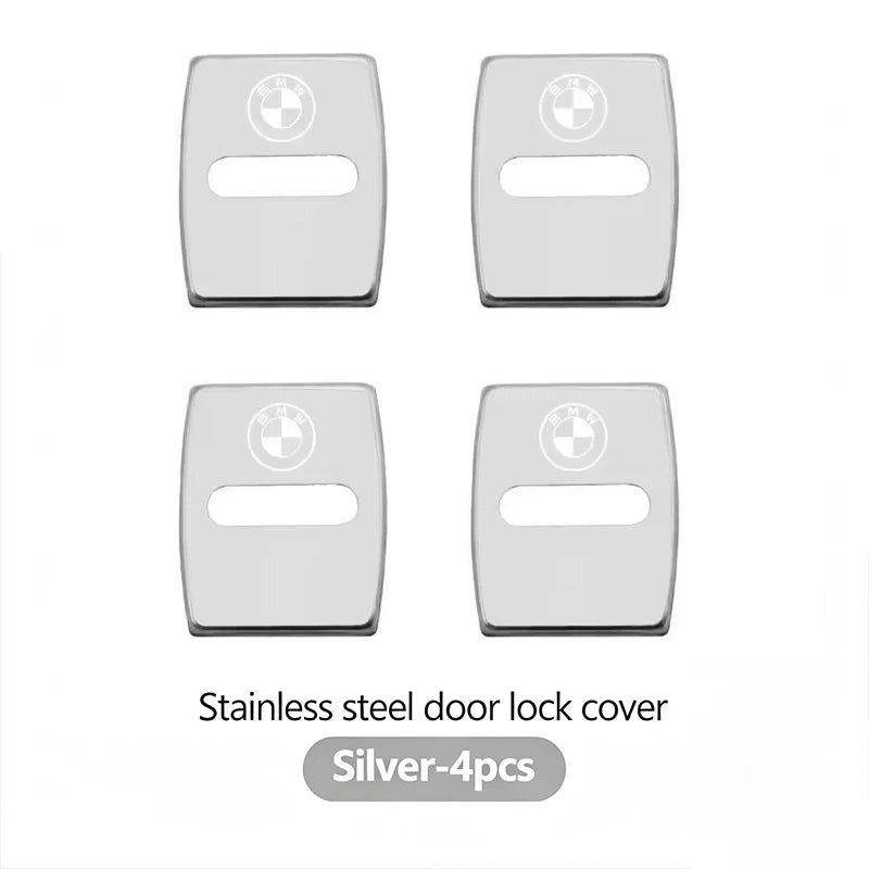 4Pcs Zinc Alloy  Car Door Lock Buckle Protection Cover Anti-Collision Shock Absorbing Cushion Stickers For BMW G80 G06 G07 G42 G