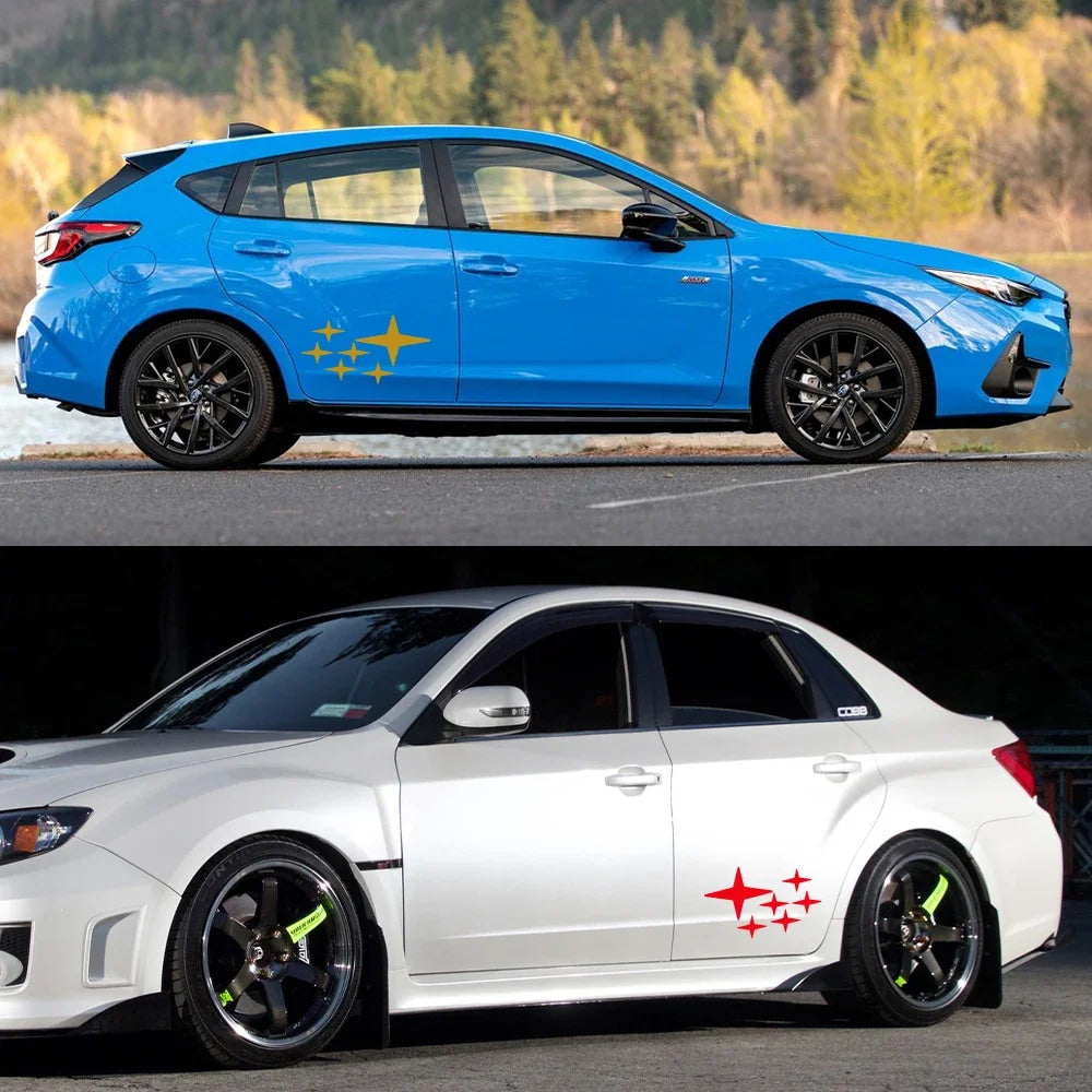 2PCS Car Side Door Creative Stars Stickers Auto Accessories For Subaru Impreza WRX STI GDB GVB VA 2018 2009 2008 2014 2002 2015