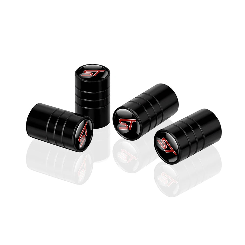4pc Mustang Logo Tire Valve Caps Aluminum Alloy Dustproof Car Wheel Air Stem Cover For Ford Focus ST Mk7 Everest Kuga Fiesta Mk3