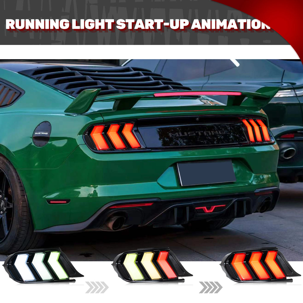 LED RGB Tail Lights for Ford Mustang S550 2015-2023 Dynamic Animation Sequential Turn Signal Rear Lamps