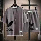 Summer 2026 New Men's pullover sportswear Set, fashionable basketball men's casual short-sleeved T-shirt + shorts two-piece set