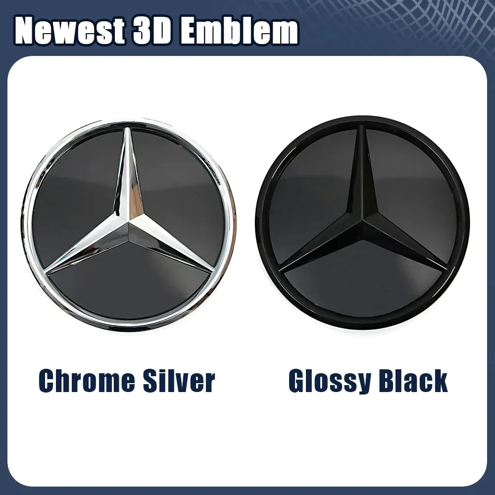 3D Front Grille Star Emblems Logo For Mercedes Benz C W205 A W177 S W217 SL CLA CLS GLA GLB Car Accessories