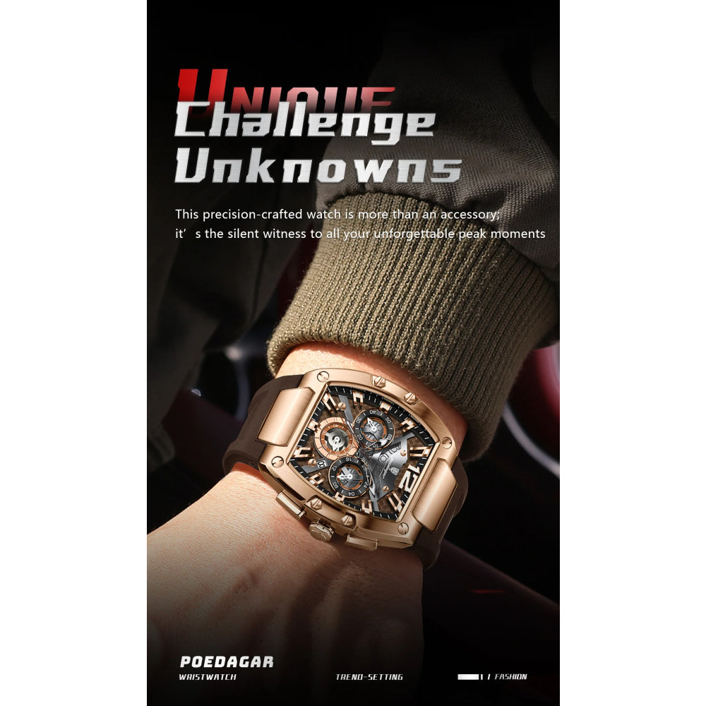 POEDAGAR Fashion Military Men's Watches Luminous Waterproof Date Sports Male Clock Chronograph Silicone Quartz Luxury Wristwatch