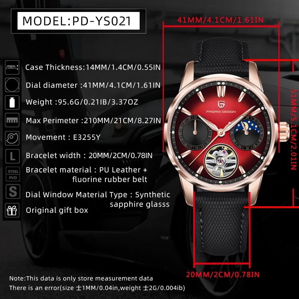 Pagani Design New Men's Automatic Mechanical Watch Tourbillon Clock Sapphire Stainless Steel Men's Military Watch
