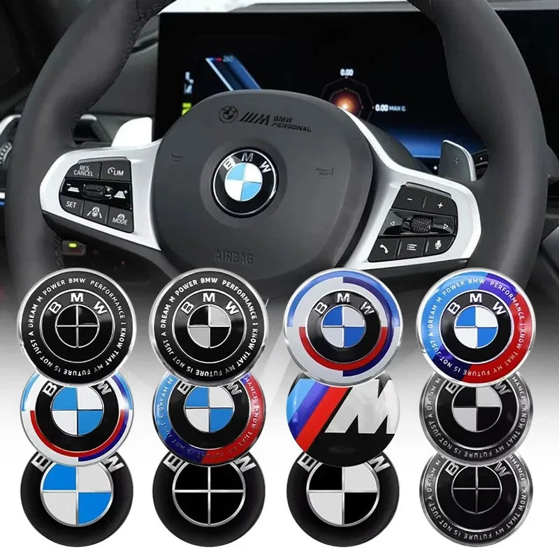 4.5cm Car Steering Wheel Center Emblem Sticker Badge For BMW 50th M E46 E90 E87 F30 F20 F10 G20 G30 X1 X3 X5 Interior Logo Decal