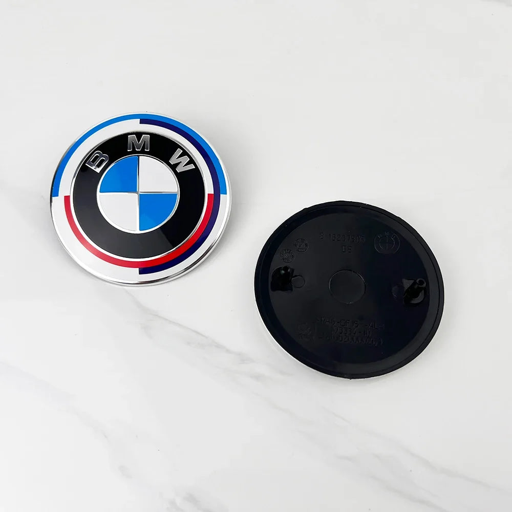 2pcs 74mm 82mm Car Front Hood Bonnet Emblem Rear Trunk Badge For BMW E30 E36 F34 F23 G14 G20 G30 X1 X2 X3 X5 M1 M2 Accessories