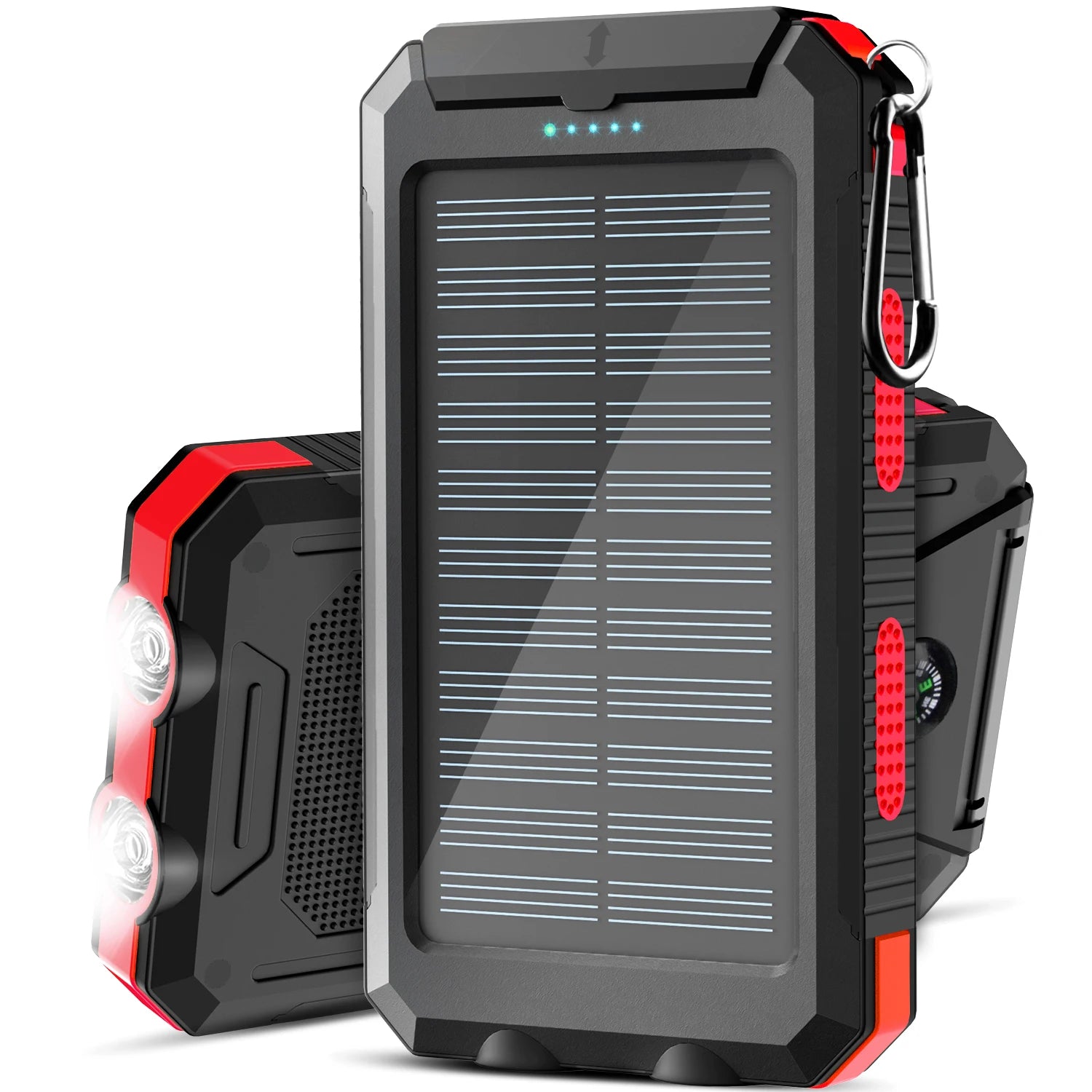 Banco de energía solar de 38800 mAh con cable incorporado, fuente de alimentación móvil universal liviana y de gran capacidad para teléfonos móviles