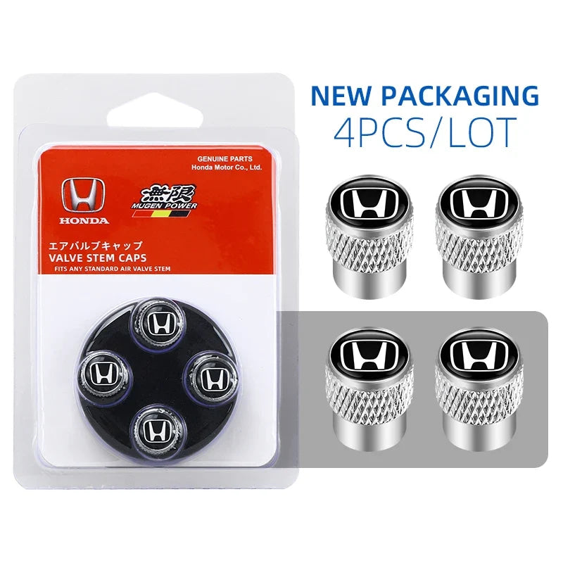 Car Tire Stem Valve Caps Aluminium Car Dustproof Caps Tire Wheel Stem Air Valve Caps For Honda Civic XR-V HR-V City Accord Jazz
