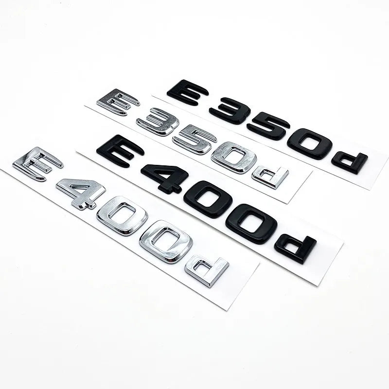 Black Silve Letters E200 E260 E300 E400 E450 E220d E350d E400d 4Matic ABS Emblem for Mercedes Benz Car Trunk Logo Sticker