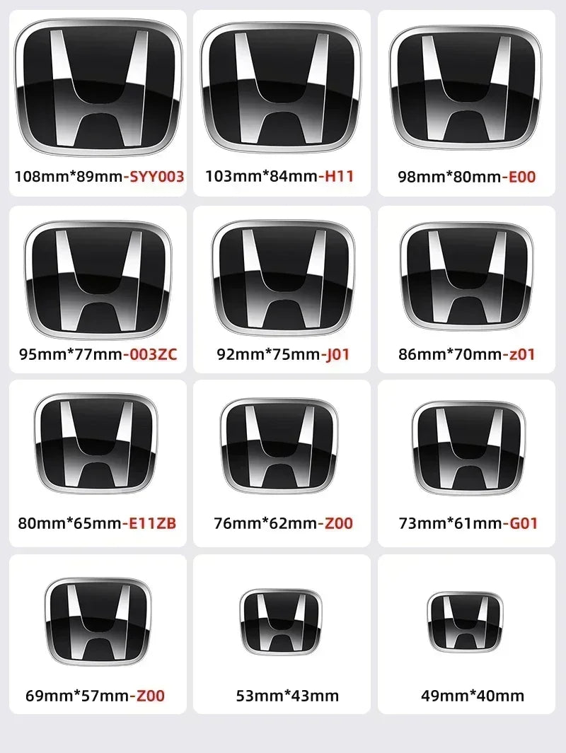 3D Chrome 'H' Emblem for Honda - Steering Wheel Badge ABS Car Front Grill Trunk Sticker Auto Styling Accessories