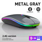 Ratón inalámbrico Bluetooth recargable con 2,4 GHz USB RGB 1600DPI ratón para ordenador portátil tableta PC Macbook Gaming Mouse Gamer