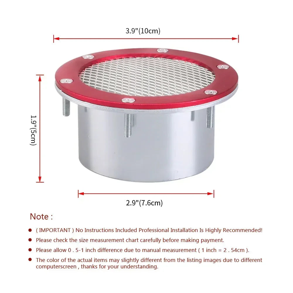 Car Air Vent Racing Intake Bumper Vent Inlet Duct Cold Air Filter Dust Air Duct Grille 3inch Universal  For Benz BMW Audi