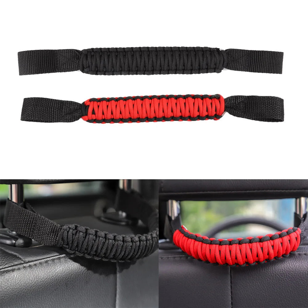 For Jeep Wrangler JK TJ JL Land Cruiser Suzuki Car Seat Mount Grab Handle Bar Grip Pulling Strip Headrest Rear Seat Back Handle