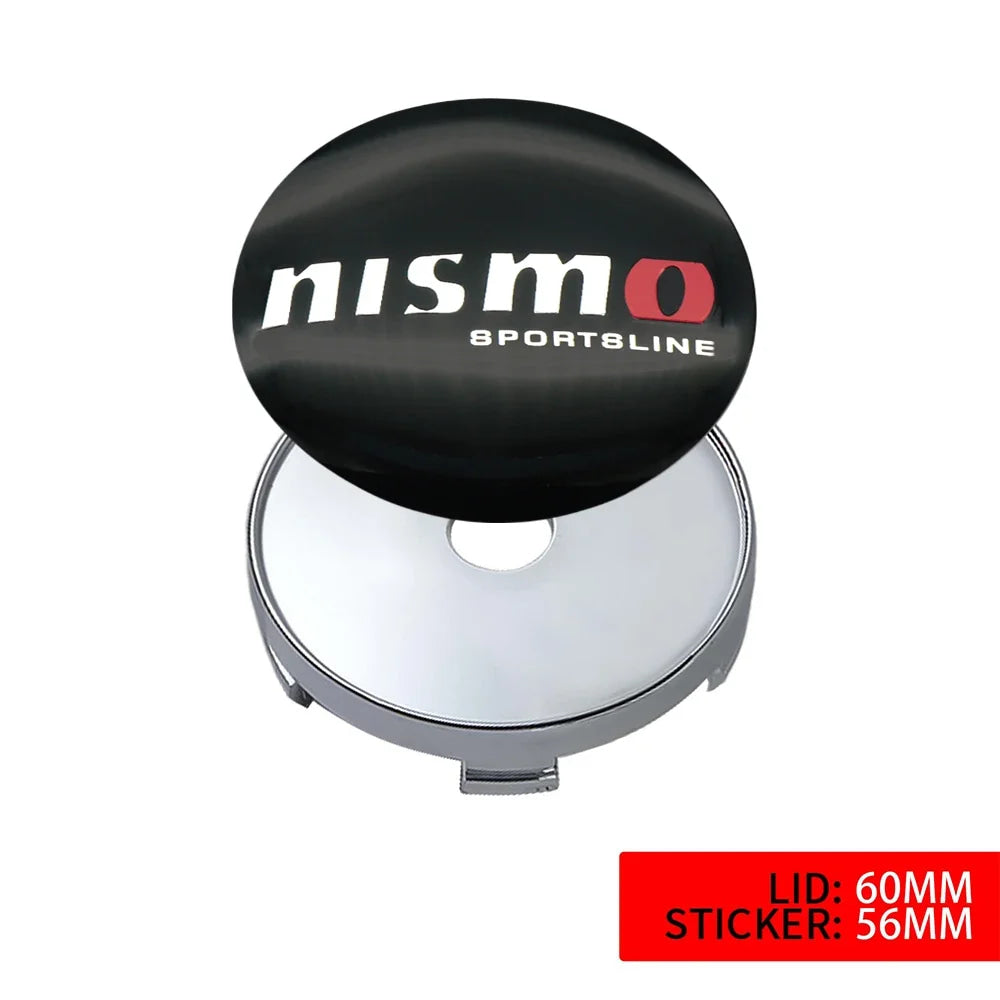 4Pcs 56 60MM Car Emblem Wheel Hub Caps Stickers Hubcap Badge Decals For Nissan Nismo X-trail Almera Tiida Patrol Teana J32 GTR