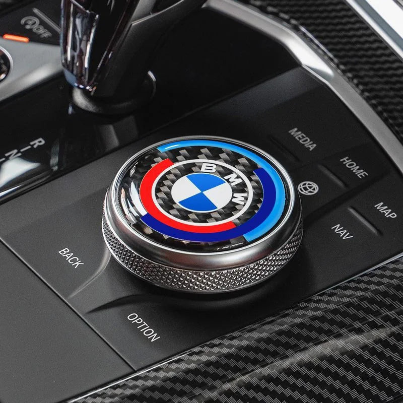 4.5CM 4.8CM Carbon Fibre Car Center Console Knob Stickers Decoration Accessories For BMW 1 2 3 4 5 6 Series GT Z4 X3 X4 X5 X6 X7