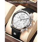 POEDAGAR Luxury Man Wristwatch Chronograph Date Waterproof Leather Men Watch Casual Quartz Men's Watches Sports Male Clock Reloj
