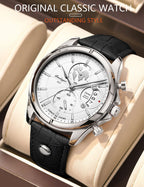 POEDAGAR Luxury Man Wristwatch Chronograph Date Waterproof Leather Men Watch Casual Quartz Men's Watches Sports Male Clock Reloj