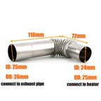 24mm 25mm 25mm&26mm Exhaust Pipe Tube Elbow Connector For Diesel Heater Car Camper Caravan Truck