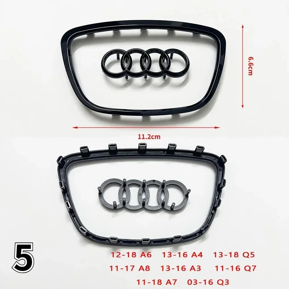 Audi Automobile Steering Wheel Logo Bright Frame Strip Electroplated Sticker Emblem For A3 A4 B8 8P B9 8V A5 A6 C7 A7 Q3 Q5 Q7