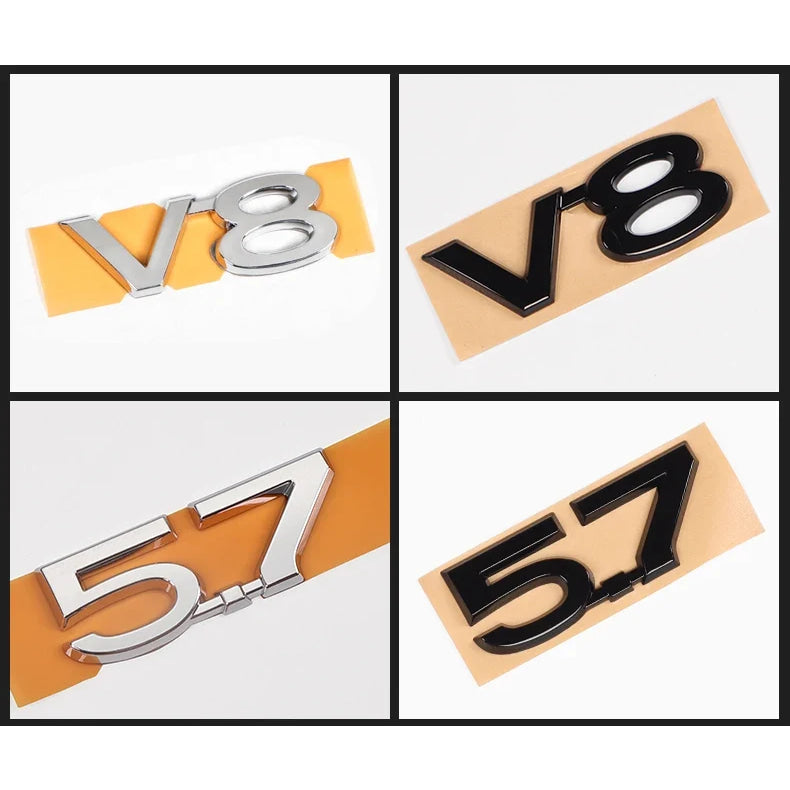 For Toyota Land Cruiser 200 Prado 120 150 Car Logo Displacement V8/TX/TXL/5.7/V6/Black Letter Sticker Car Decoration Accessories