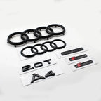 For Audi A4 2008-2017 4Ring Logo Black Car Hood Front Grill Rear Trunk Emblem Stickers A4 Mark Quarrto Sline Emblem Accessories