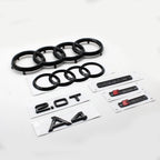 For Audi A4 2008-2017 4Ring Logo Black Car Hood Front Grill Rear Trunk Emblem Stickers A4 Mark Quarrto Sline Emblem Accessories