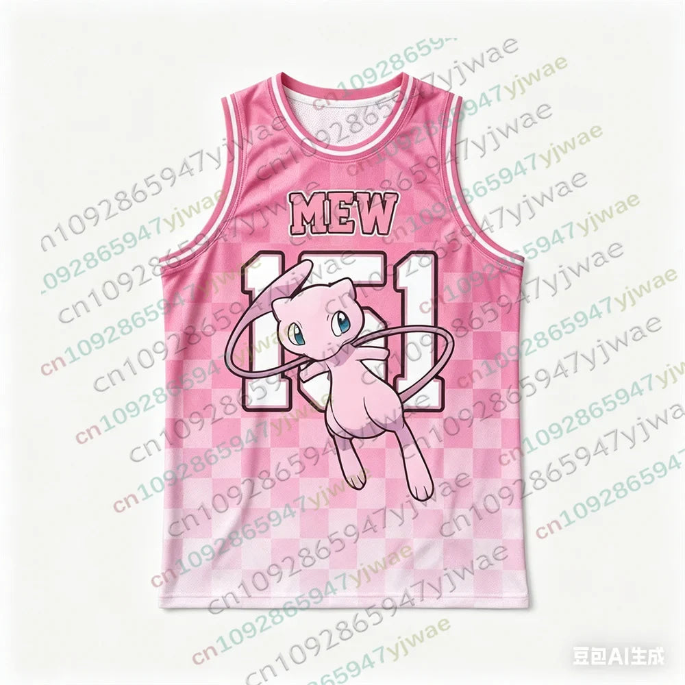 Basketball Jersey Pikachu Charizard Eevee Anime Tank Top Loose Quick Drying Breathable Sportswear VEST Summer Men's Tank Top