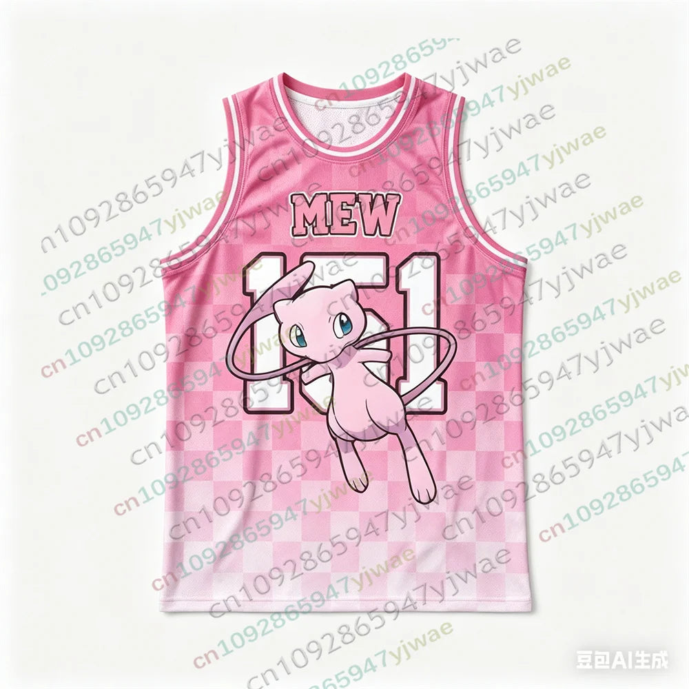 Basketball Jersey Pikachu Charizard Eevee Anime Tank Top Loose Quick Drying Breathable Sportswear VEST Summer Men's Tank Top