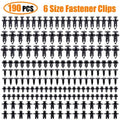 190pcs Car Retainer Clips 6 Size Plastic Fasteners Kit Auto Trim Panel Clip Mixed Car Body Bumper Rivet Set