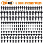 190pcs Car Retainer Clips 6 Size Plastic Fasteners Kit Auto Trim Panel Clip Mixed Car Body Bumper Rivet Set