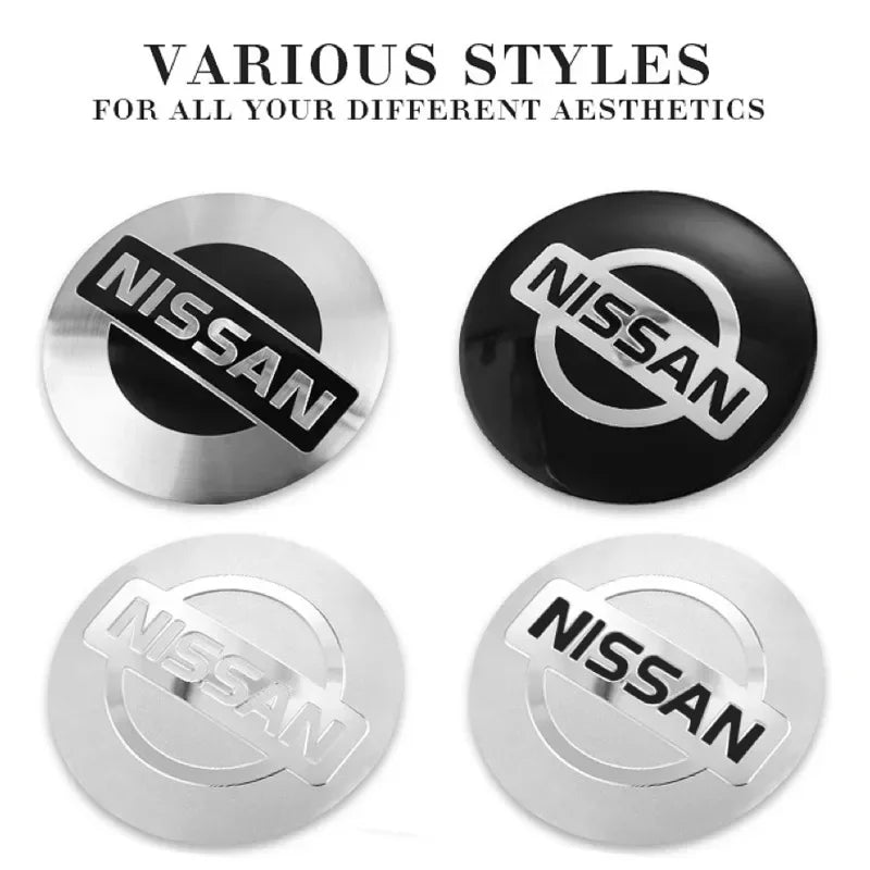 4Pcs 56MM Wheel Center Hub Cap Badge Emblem Decal Stickers Fit For Nissan Nismo Tiida Teana GTR 350Z 370Z 240SX Juke Note