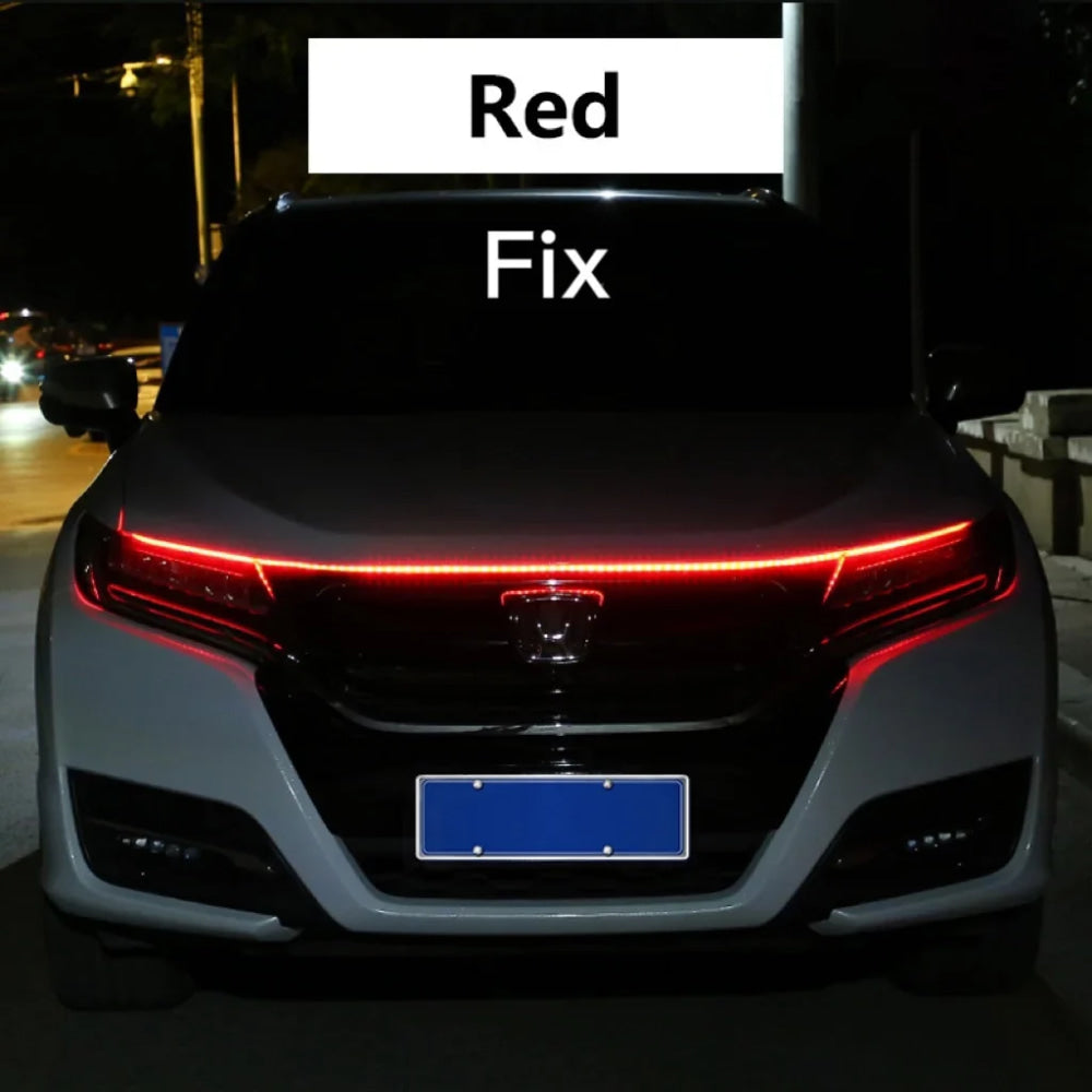 RXZ LED Daytime Running Light Scan Starting Car Hood Decorative Lights DRL Auto Engine Hood Guide Decorative Ambient Lamp 12V