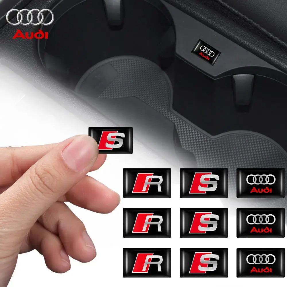 10pcs 3D Epoxy Drop Glue Car Emblem Stickers Badge Decal For Audi RS Sline A3 A4 B8 8P B9 B6 A5 B7 A1 Q3 Q7 Q8 Auto Accessories
