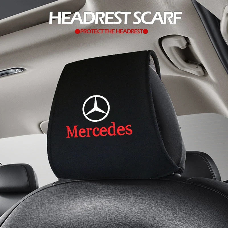 Car Headrest Cover Seat Head Pillow Neck Headrest Cover For Mercedes Benz AMG GLC W203 W206 W220 W205 W211 W212 W201 Accessory
