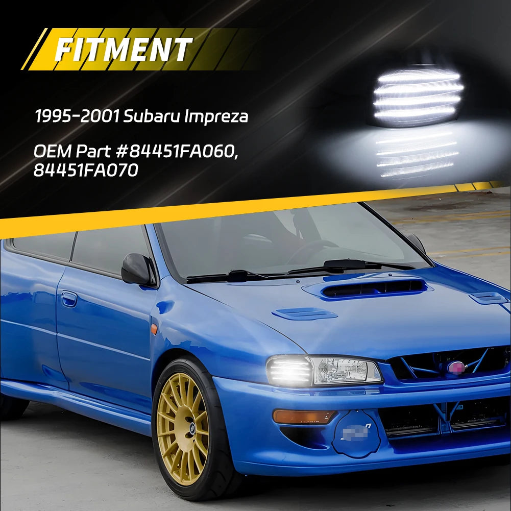2X Front Corner Side Marker Light Parking Light Turn Signal Light LED For 1995 1996 1997 1998 1999 2000 2001 Subaru Impreza WRX