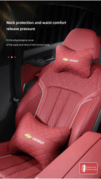 Nappa Leather Car Headrest Neck Pillow Waist Cushioning For Chevrolet Spark Captiva Cruze Malibu Equinox Trax Camaro Blazer