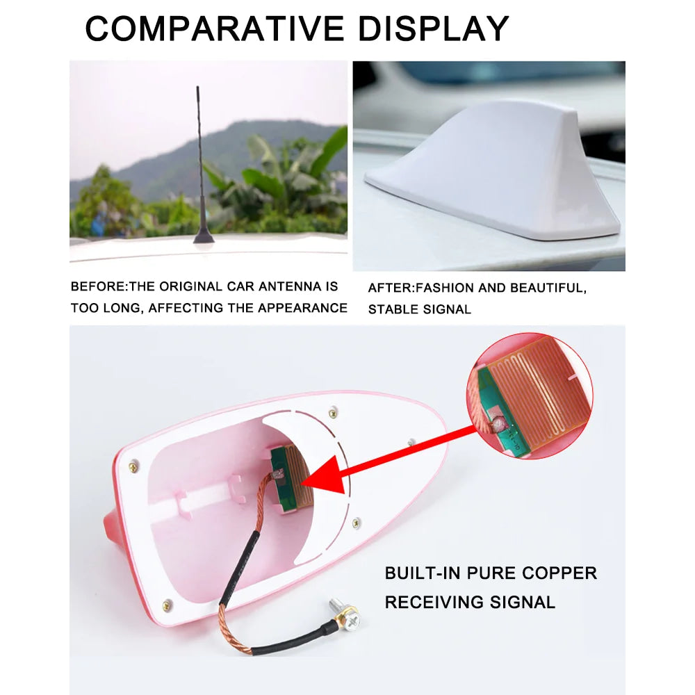Car Shark Fin Antenna Cover Base Replacement Radio Signal Aerials Roof Exterior Accessories Decoration