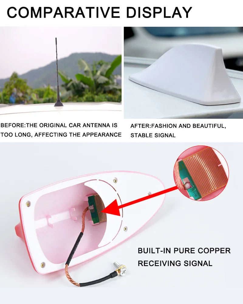 Car Shark Fin Antenna Cover Base Replacement Radio Signal Aerials Roof Exterior Accessories Decoration