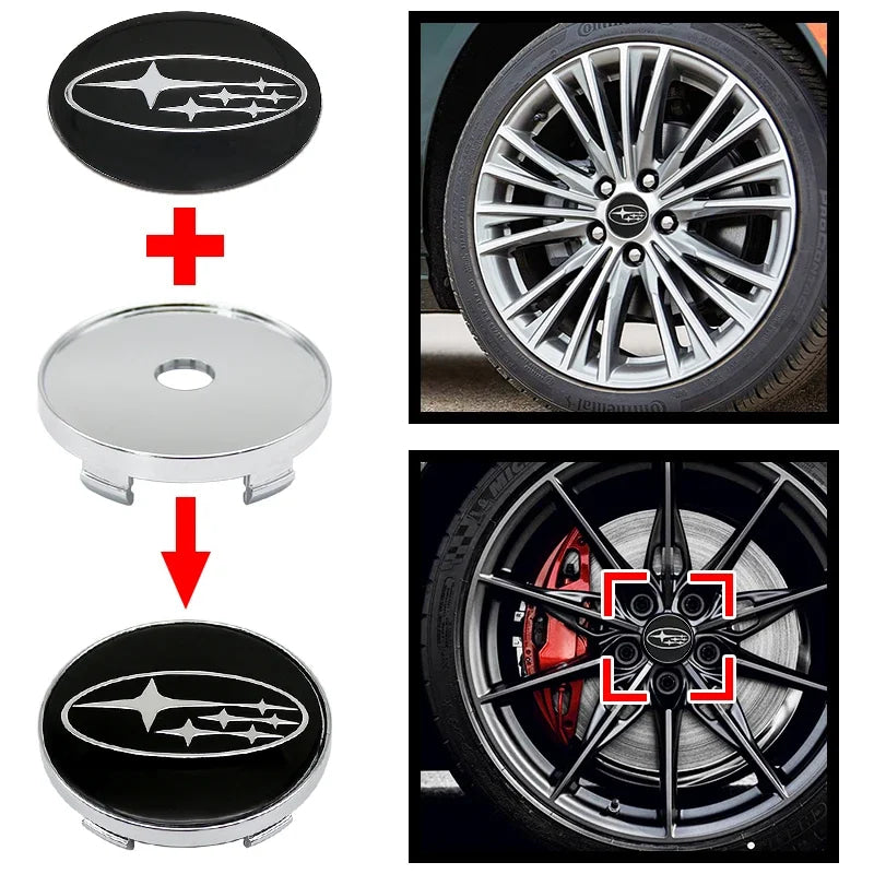 For Subaru WRX BRZ DRL XV STI Outback Legacy Forester Impreza Tribeca 4Pcs ABS 60mm Wheel Center Cover Hub Cover Logo