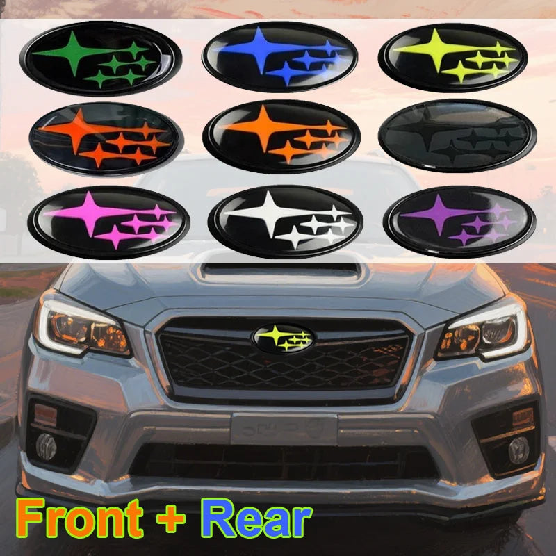 2Pcs Acrylic Car Front Rear Logo Emblem Sticker For Subaru STI XV Impreza BRZ WRX Legacy Outback Auto Hood Trunk Badge Cover