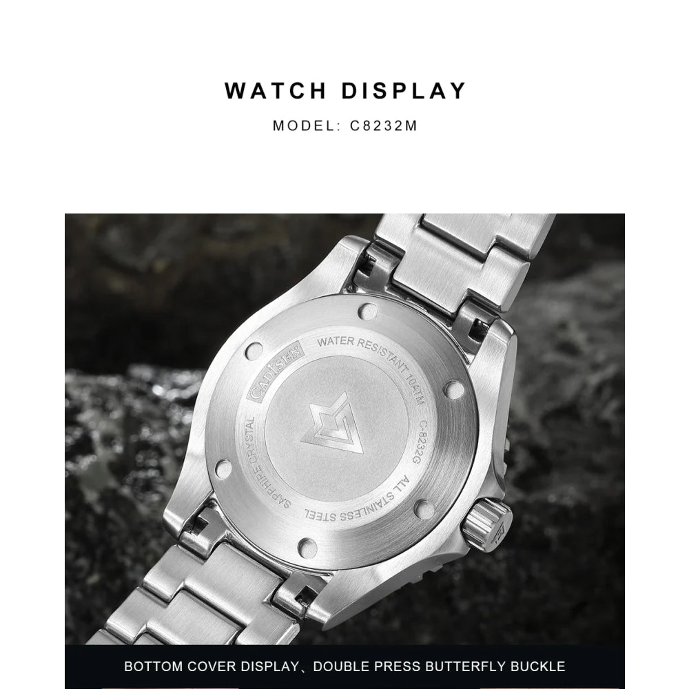 CADISEN AQUA DIVER New Brand Luxury Men Watches Automatic Watch Japan MIYOTA 8215 100M Waterproof Luminous Mechanical Wristwatch