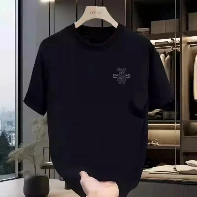100% pure cotton men's luxurious brand letter print T-shirt, short-sleeved T-shirt, high-quality men's clothing, streetwear