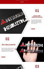 For Mitsubishi Outlander Eclipse Pajero Lancer EVO ASX Triton Attrage Ralliart Delica Car Metal Logo Badge Emblem Sticker